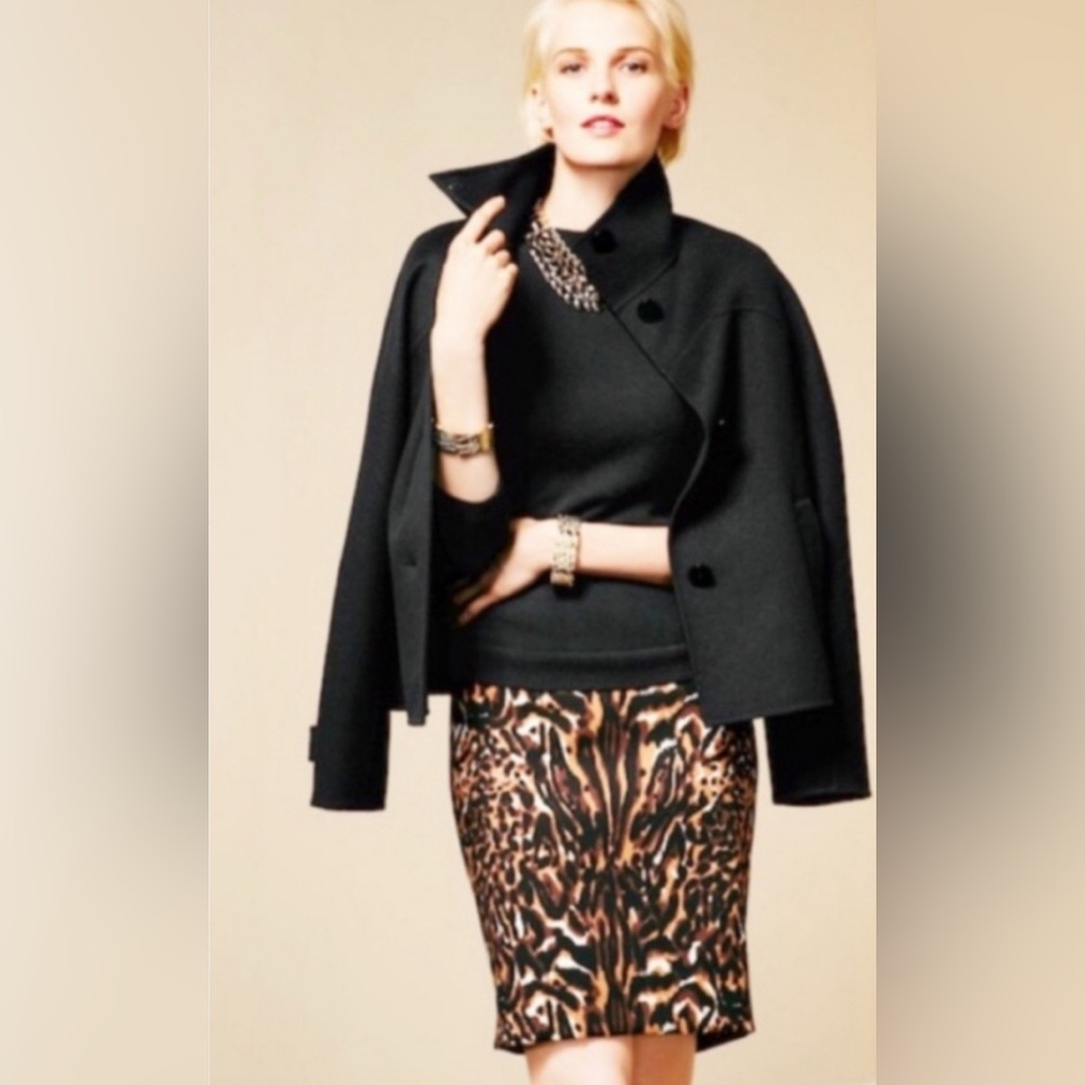 Talbots Black and Brown Knee-Length Pencil Skirt